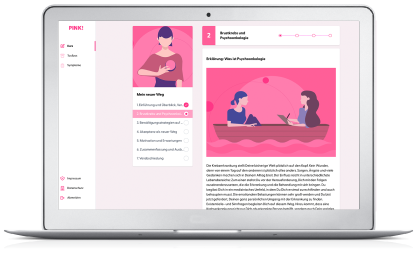 Laptop mit dem PINK! Leben Online-Kurs