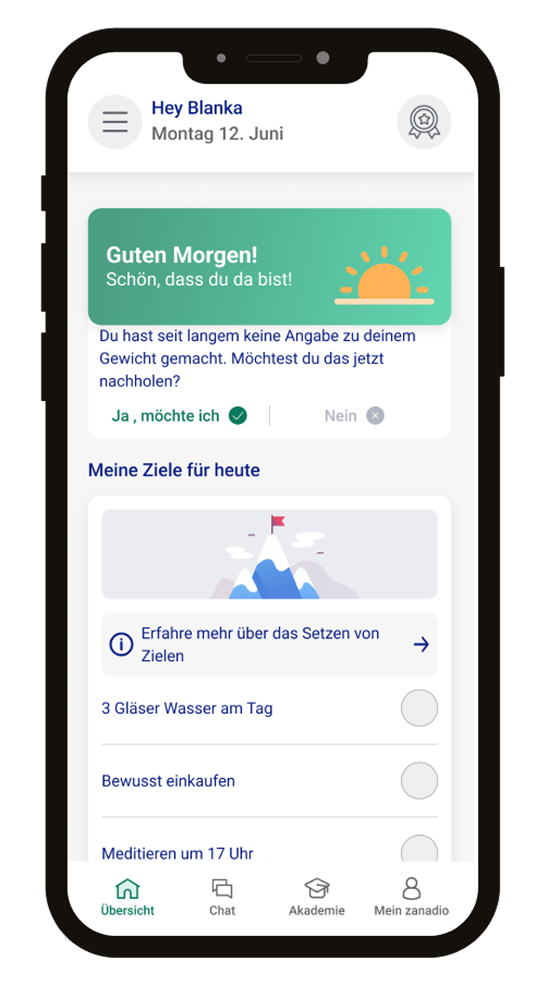 Smartphone mit der zanadio App